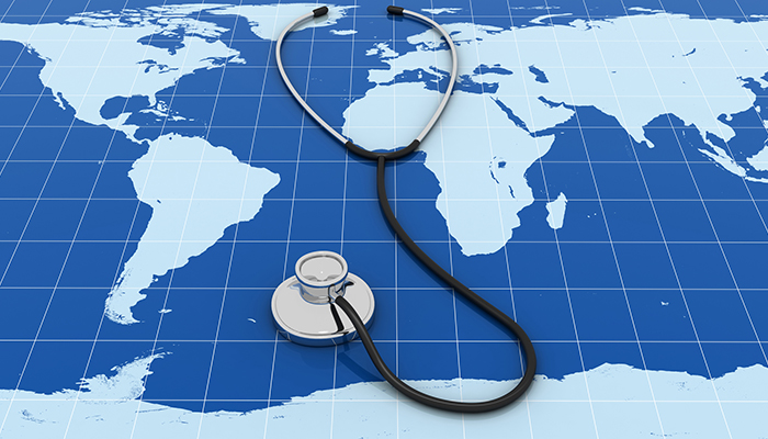 Stethoscope world map medicine