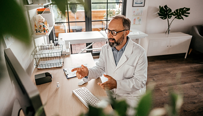 Doctor on conference call
